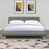 DOMETOUR Faux Leather Upholstered Platform Bed Frame, Curve Design, Wood Slat Support, No Box Spring Needed, Easy Assemble, Queen Size, Gray - 2 of 4