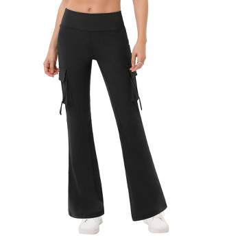 Womens High Waist Bootcut Pants with Thigh Pocket Bootcut Solid Stretchy Sport Pants Cargo Style Bootcut Athletic Pants