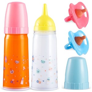 SYNCFUN Baby Doll Magic Bottle Set, 2 Disappearing Magic Milk & Juice Bottles with Caps and 2 Toy Pacifiers for Girls Christmas Birthday Gift - 1 of 4
