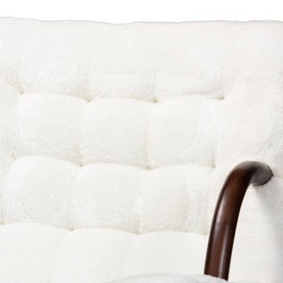 Eisa White Sherpa Upholstered Wood Accent Chair