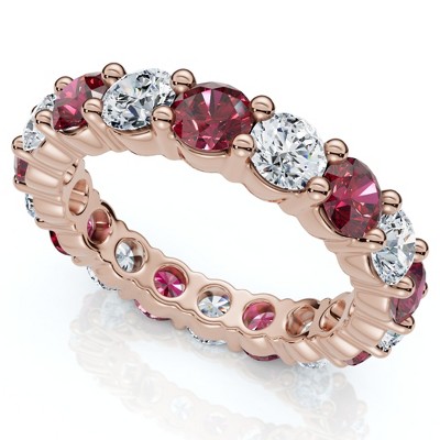 Pompeii3 3Ct Ruby & Diamond Eternity Ring 14k Gold or Platinum Lab Created
