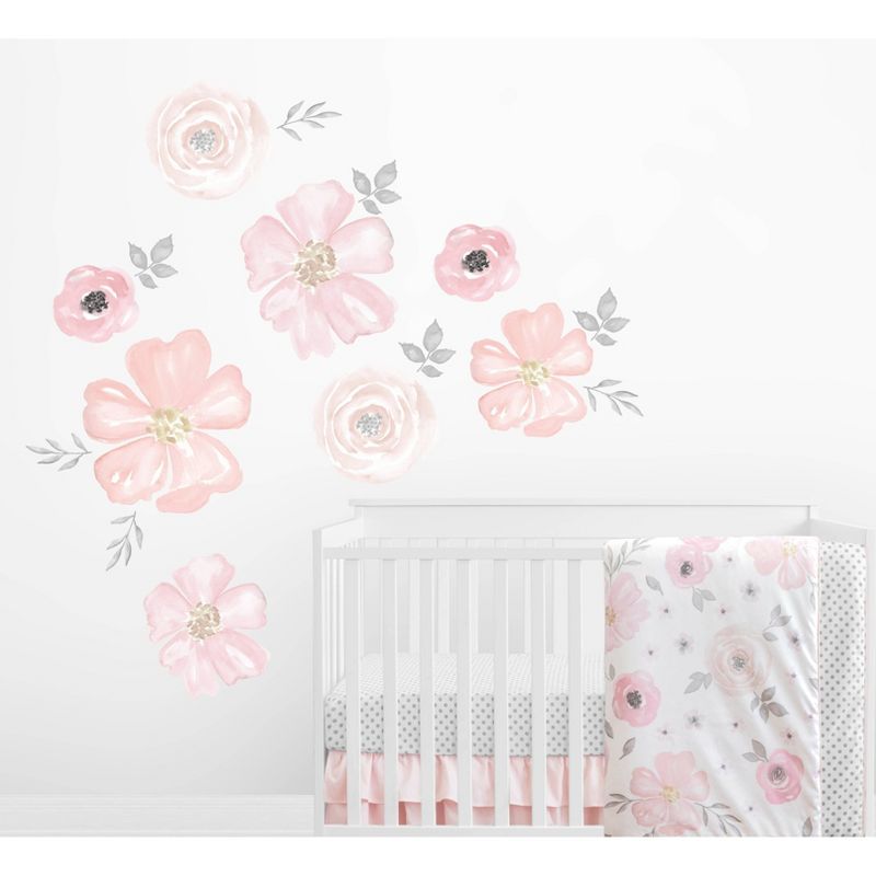 Watercolor Floral LG Kids&#39; Wall Stickers Pink - Sweet Jojo Designs, 3 of 4