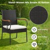 Costway 5PCS Patio Wicker Dining Set  Armchairs Acacia Wood Table with Detachable Cushions &  Umbrella Hole - 3 of 4
