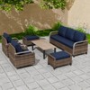 EAGLE PEAK Wicker Outdoor Patio Conversation Set, 2 Swivel Rocking Chairs, 3-Seat Loveseat, 2 Ottomans and Coffee Table, 6 Pieces - 2 of 4