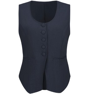 INSPIRE CHIC Women's Sleeveless U Neck Button Down Front Pockets Summer Business Casual Waistcoat - 1 of 4