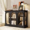 Vlsrka Sideboard Buffet Cabinet with 3 Glass Doors, Adjustable Shelves，Black - 3 of 4