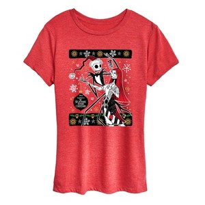 Women's - Disney - Jack And Sally Ornaments Short Sleeve Graphic T-Shirt - 1 of 3