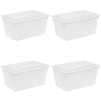Sterilite 90-Quart Storage Box with Clear Base and White Lid (4 Pack) | 16668004