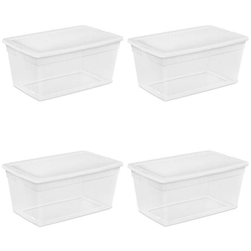 Sterilite 90 Quart Storage Box Container with Clear Base & White Lid, 1 of 8