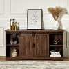 AMERLIFE Fireplace TV Stand with Sliding Barn Door & Adjustable Shelves for TVs up to 65", Dark Walnut - 3 of 3