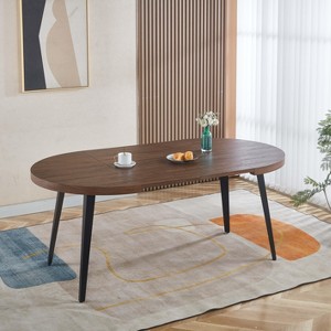 Vynxaria Walnut Adjustable Coffee Table for Modern Dining and Office Spaces - 1 of 4