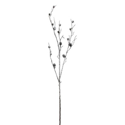 Northlight 42" White and Brown Sparkling Frosted Pinecone Twig Branch