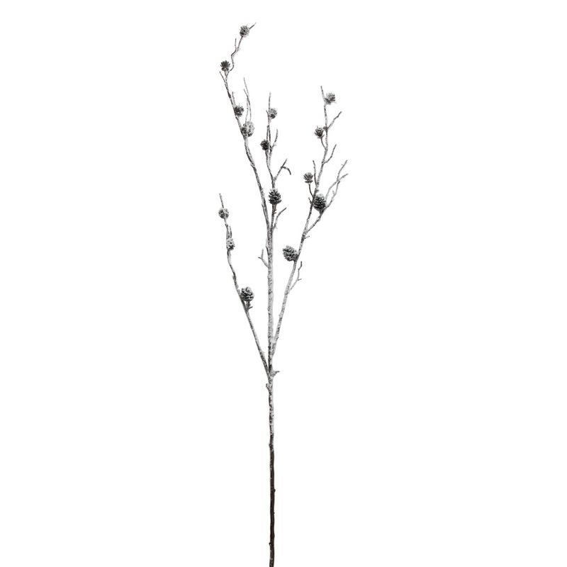 Northlight 42" White and Brown Sparkling Frosted Pinecone Twig Branch, 1 of 7