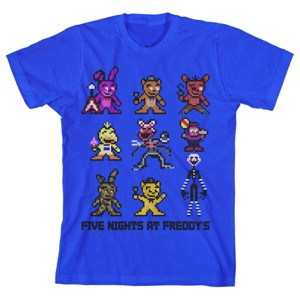 Five Nights at Freddy's Pixel Characters Boy's Royal Blue T-shirt - 1 of 1