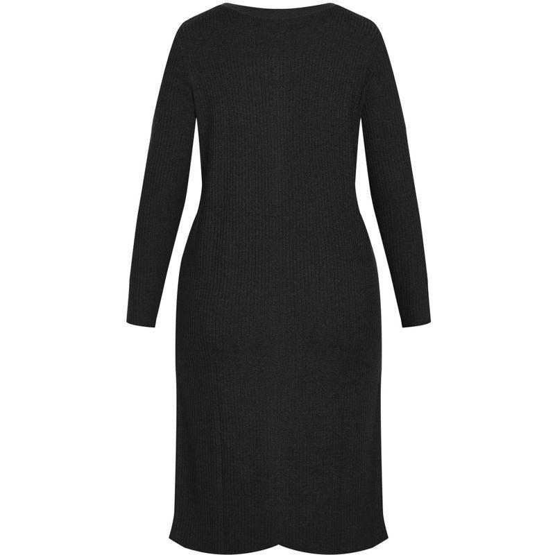 Women's Plus Size Button Knit Cardigan - black | AVENUE, 5 of 6