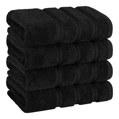 ECOEXISTENCE Black SOLID Super Soft Organic COTTON Loops 2 Pck Hand Towels  16x28