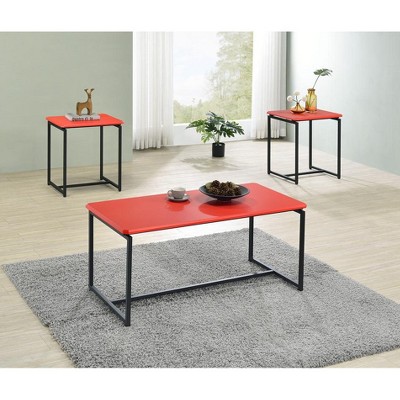 HOMLUX 3 PCS Coffee Table Set Sofa Side Table with 2 Square End Table