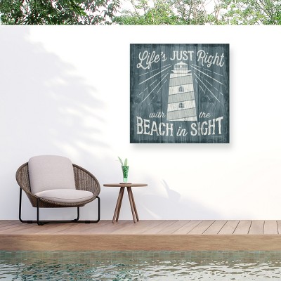 Laura Marshall Light Blue and White Outdoor Canvas Print 24x24