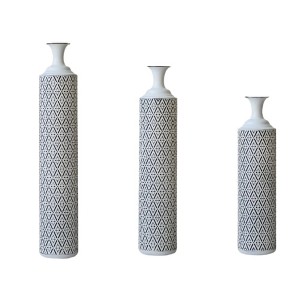 Racxily 3-Piece Floor Vase Set, Glazed Metal & Artificial Vine Design for Home Decor - 1 of 4