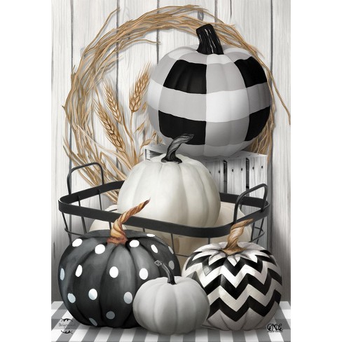 Black & White Pumpkins Fall Garden Flag Primitive 18