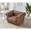 44" Faux Leather Chesterfield Sofa with Tufted Back and Bronze Nailhead Trim - 3 of 4