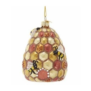 Kurt Adler Noble Gems Glass Ornament for Christmas Tree, Beehive - 1 of 1