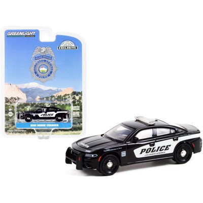 2021 Dodge Charger Black with White Stripes "Colorado Springs Police" 1/64 Diecast Model Car by Greenlight