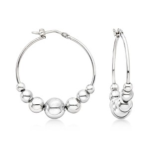 Ross-Simons Italian Sterling Silver Graduated Bead Hoop Earrings - 1 of 4
