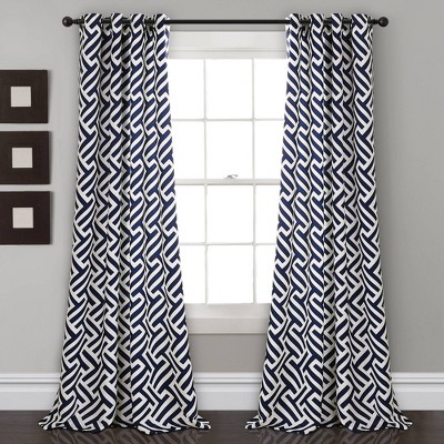 84"x52" Set fo 2 xGiovana Light Filtering Window Curtain Panels Navy - Lush Décor