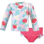 Hudson Baby Infant Girl Swim Rashguard Set, Tropical Floral