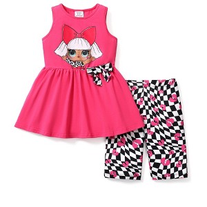 L.O.L. Surprise! Toddler Kids Girls Clothes 2PCS Outfits Ruffle Sleeveless Top and Plaid Print Shorts Set - 1 of 4