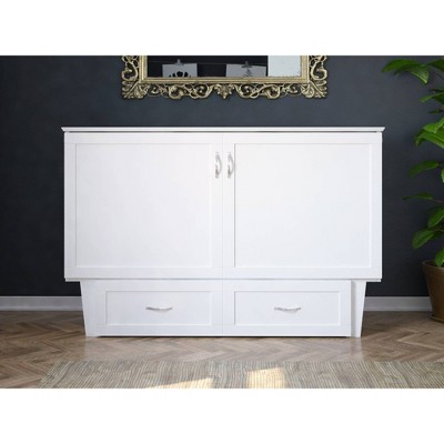 Queen-Sized Monroe Murphy Bed Chest with Single Drawer in White