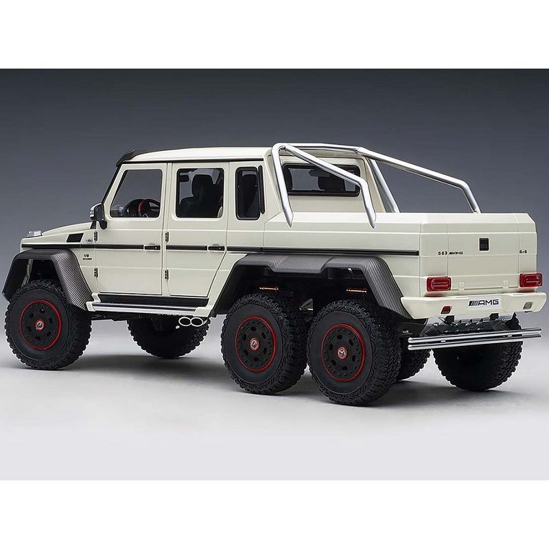 Mercedes Benz G63 AMG 6x6 Designo Diamond White with Carbon Accents 1/18 Model Car by Autoart, 4 of 5