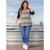 Agnes Orinda Women's Plus Size Floral Animal Print Stripe Raglan Long Sleeve Blouses - 3 of 4