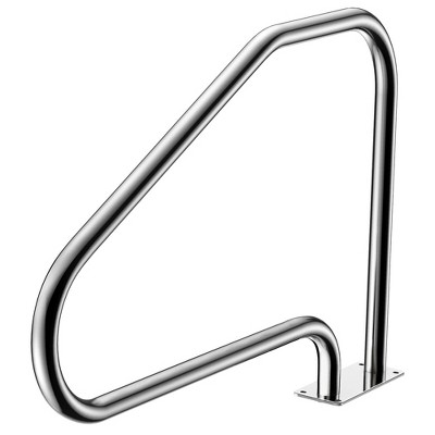 Costway Swimming Pool Hand Rail 49'' Stainless Steel Mounted Pool Stair Rail w/Base Plate