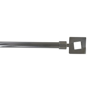 Evideco French Home Goods Adjustable Single Curtain Rod 50"-82" with Decorative Finials and Brackets, Available in Silver or Black Graphite - 1 of 4
