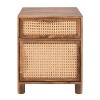 The Urban Port 23" Nightstand Woven Rattan Cabinet Door and Drawer Handcrafted Natural Brown Mango Wood Brown - 2 of 4