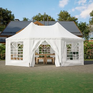 GDFStudio Daisy Modern 20x15 FT Alloy Steel and Polyethylene Soft Top Gazebos - 1 of 4