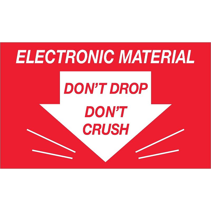Tape Logic Labels "Don't Drop Don't Crush - Electronic Material" 3" x 5" Red/Whi DL1315, 1 of 5