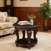 KWPZQEB 2-Tier Round End Table, 22 Inch - Vintage Sofa Side Table with Bottom Shelf, Solid Wood End Table for Living Room Bedroom - 3 of 4