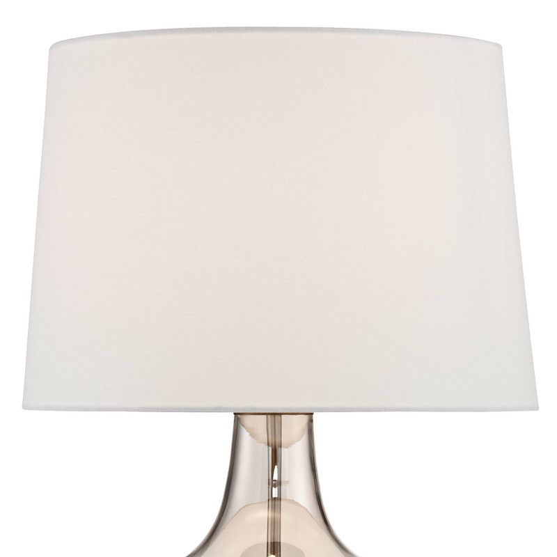 Possini Euro Design Ania Modern Table Lamp 31" Tall Clear Champagne Glass with Table Top Dimmer Off White Fabric Drum Shade for Bedroom Living Room, 3 of 6