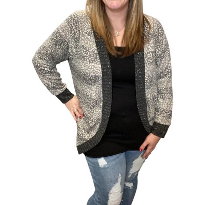 Women's Leopard Fleck Cardigan - honeyme