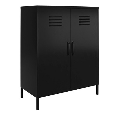 Black Metal Locker Style Storage Cabinet with Adjustable Shelving