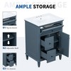 24"W Bathroom Vanity with Ceramic Sink, Bathroom Storage Cabinet with Flip Drawer, White/Black/Light Green/Blue Gray - ModernLuxe - 3 of 4