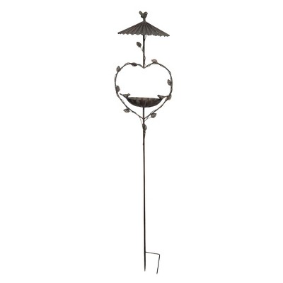Transpac Large Metal Umbrella Birdfeeder Garden Yard Stake Home Decorations Spring