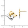 Black Bow Jewelry Two-Tone Frolicking Dolphins Post Earrings in 14k Gold and Rhodium - image 3 of 4