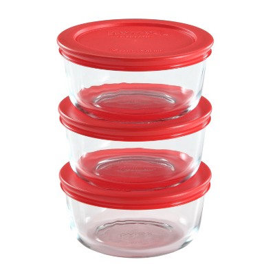 Pyrex Storage Plus 7-cup Round Glass Food Storage Dish, Blue Cover, Pack Of  2 : Target