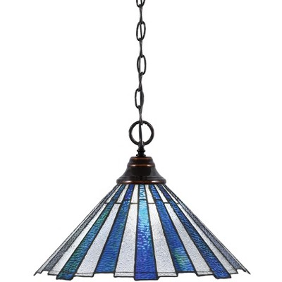 Toltec Lighting Any 1 - Light Pendant in  Black Copper with 16" Sea Ice Art Glass Shade