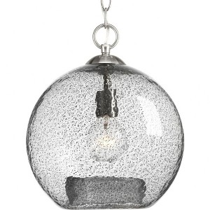 Progress Lighting Malbec 1-Light Pendant, Brushed Nickel, Clear Textured Artisanal Glass Shade - 1 of 4