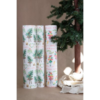 Waterleaf Paper Co. 100% Biodegradable, Compostable and Dissolvable Christmas Wrapping Paper, Girl & Gifts, 18" W x 47" L (approx 6 sq-ft)